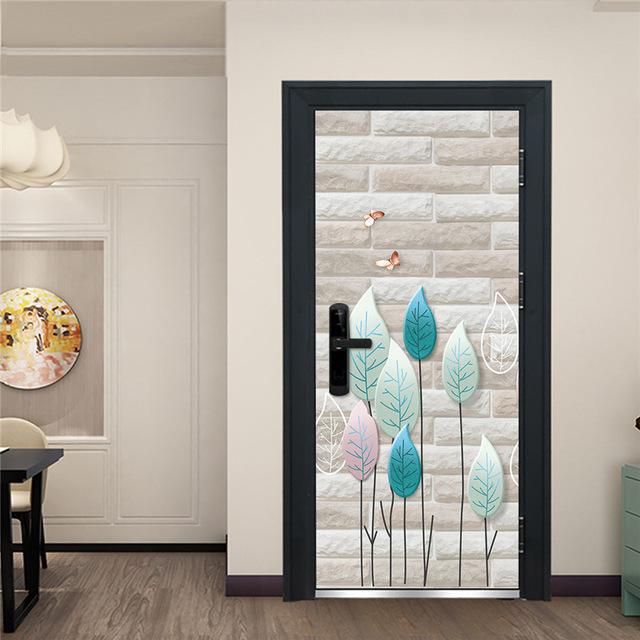 Stickers Porte Blanche Avec Fleurs