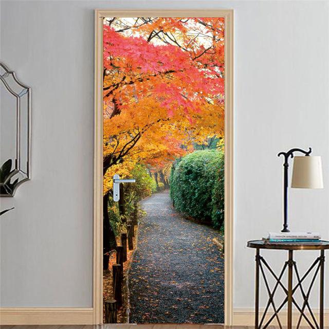Stickers Porte Chemin D'Automne