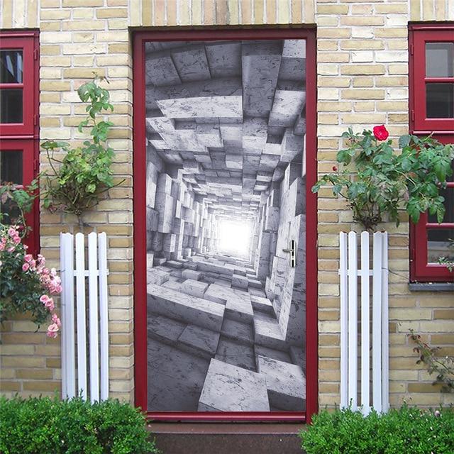 Stickers Porte Effet 3D Noir et Blanc