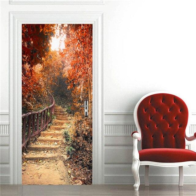 Stickers Porte Escalier D'Automne