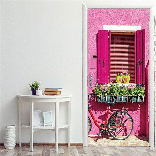 Stickers Porte Mur Rose
