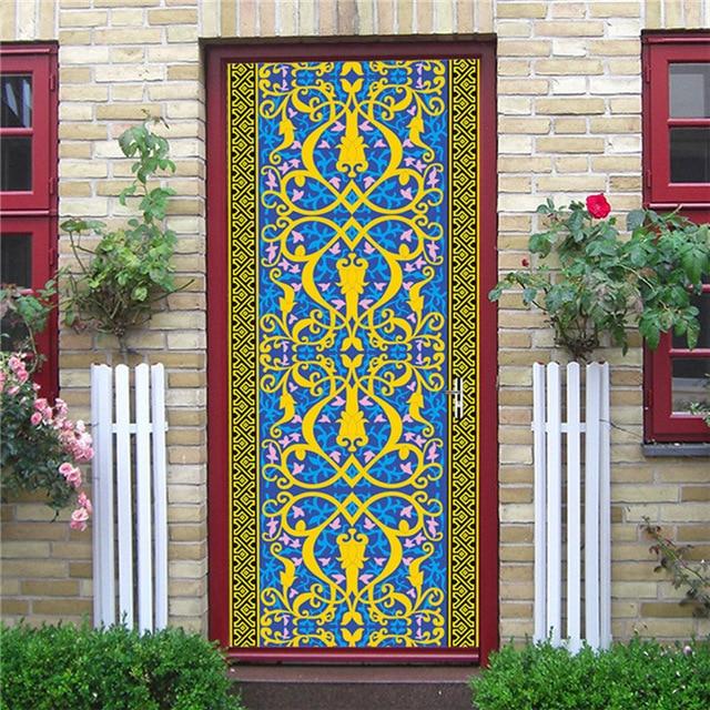 Stickers Porte Oriental Bleu et Jaune