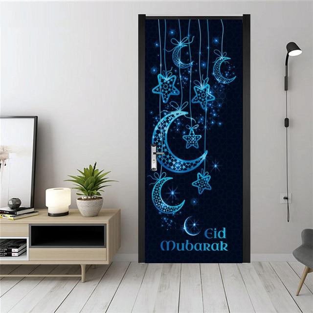 Stickers Porte Oriental Lune Bleu