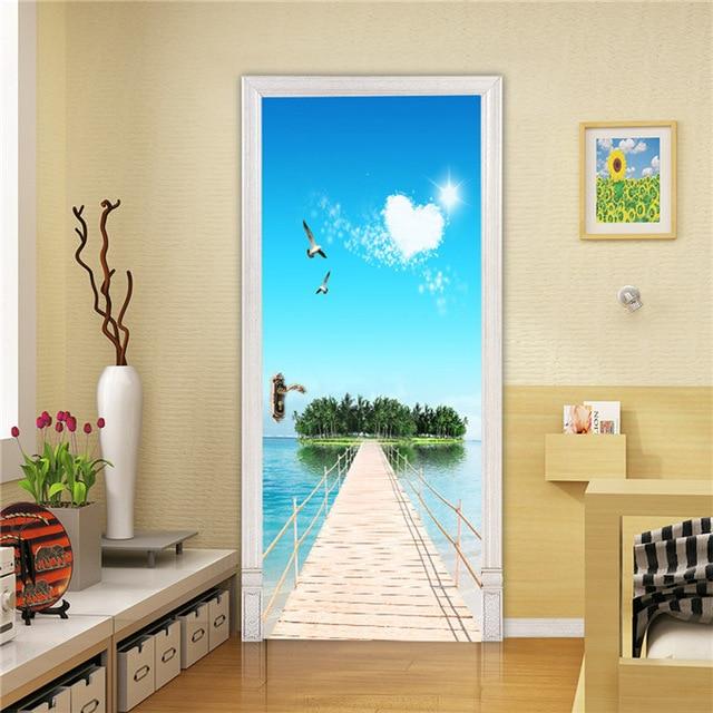 Stickers Porte Ponton Vers Île Paradisiaque