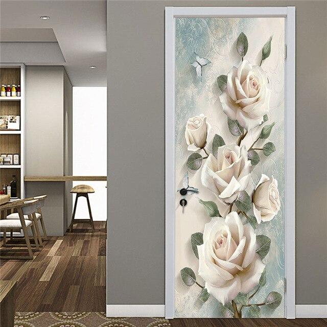 Stickers Porte Rose Blanche