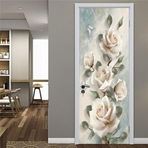 Stickers Porte Rose Blanche